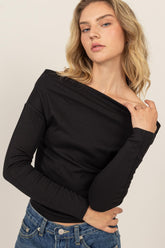 HYFVE Women's Off-Shoulder Ribbed Knit Top - Elegant & Versatile